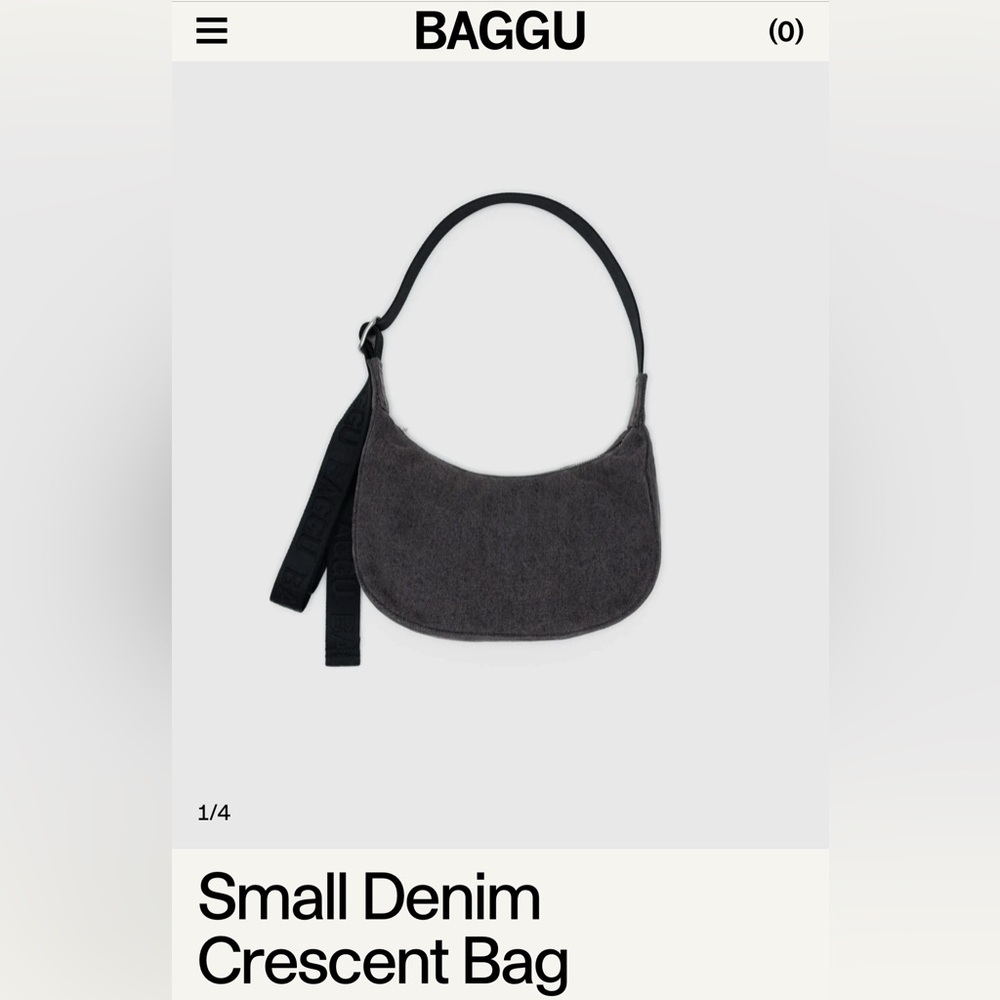 Baggu Small Denim Crescent Bag - Black